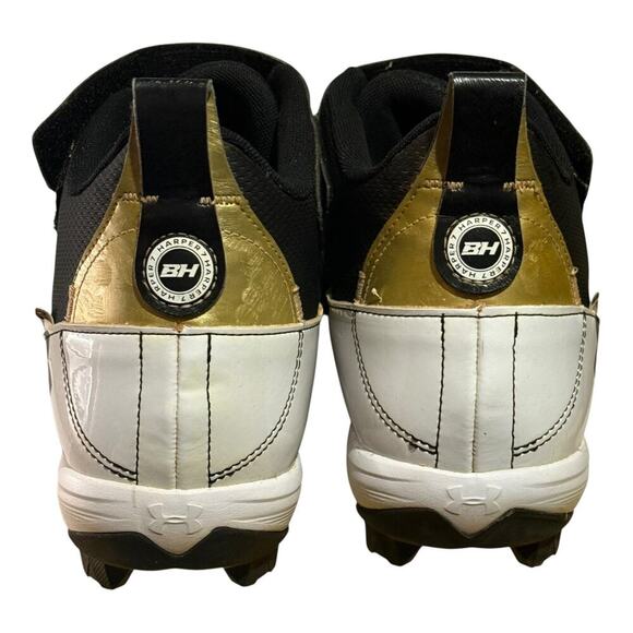 Under Armour Harper 7 RM Baseball Cleats Men's Size 14 Black White Gold Sneakers - Picture 5 of 8